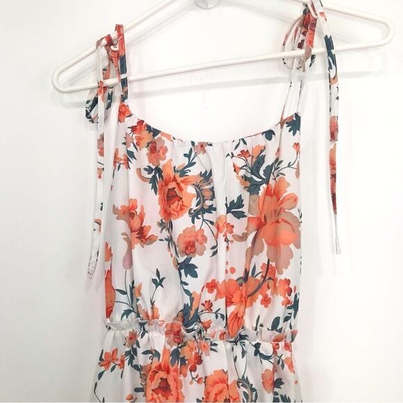 C+D+M Orange Floral Print Tiered Ruffle Halter Dress - Picture 8 of 13